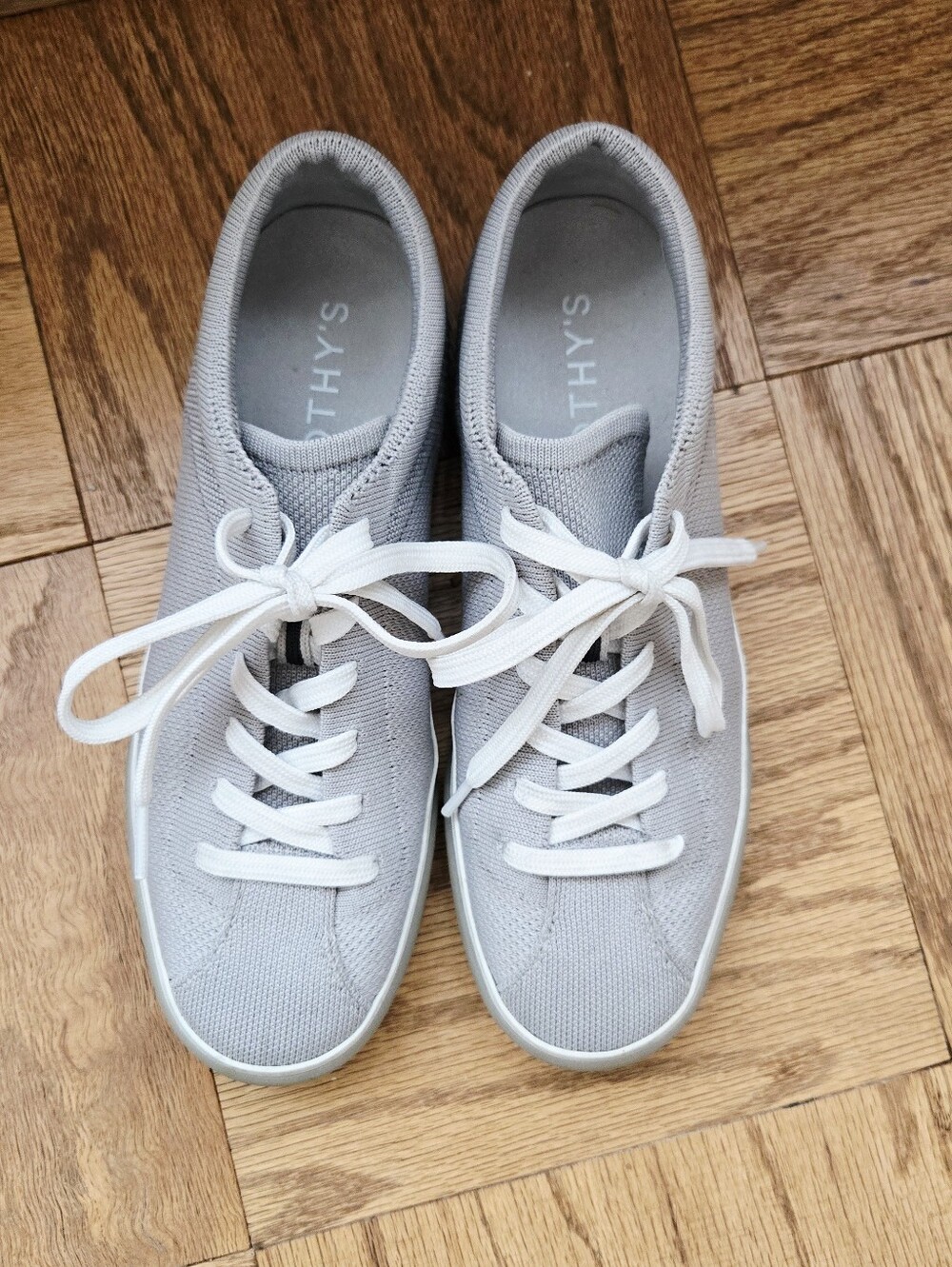 Rothy's Light Gray Lace Up Knit Sneakers